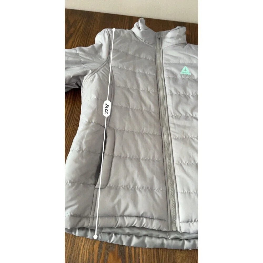 Reebok‎ Kids Unisex XL Plus 18 Gray Dalian Puffer Full Zip Coat Jacket Mock Neck